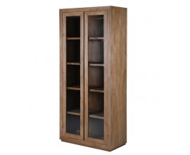 Luxusná masívna dvojdverová knižnica Heritage z masívneho hnedého recyklovaného dreva 210 cm