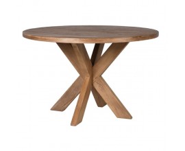 Luxusný dizajnový okrúhly hnedý jedálenský stôl Orion z masívneho recyklovaného dreva 119 cm