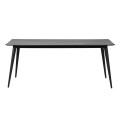 Luxusný industriálny obdĺžnikový jedálenský stôl Junis v čiernej farbe s dubovou doskou a kovovými nožičkami 200 cm