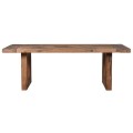 Luxusný vidiecky obdĺžnikový hnedý jedálenský stôl Roble z masívneho dubového dreva s mohutnými štvorcovými nožičkami 219 cm