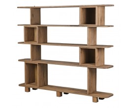 Luxusná hnedá vidiecka obdĺžniková knižnica Roble z masívneho dubového dreva s piatimi poličkami a štyrmi priehradkami 200 cm