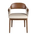 Luxusná dizajnová jedálenská stolička Vita Naturale s opierkami s hnedým dreveným rámom a béžovým koženým čalúnením 59 cm