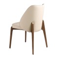 Luxusná moderná jedálenská stolička Vita Naturale s bočnicami s koženým krémovým poťahom a orechovými hnedými nohami 49 cm