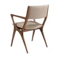Luxusná moderná jedálenská stolička Vita Naturale s dizajnovým dreveným rámom v hnedej farbe s koženým béžovým poťahom 56 cm