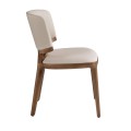 Luxusná kožená jedálenská stolička Vita Naturale s poťahom v krémovej béžovej farbe s orechovou hnedou konštrukciou 53 cm