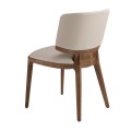 Luxusná kožená jedálenská stolička Vita Naturale s poťahom v krémovej béžovej farbe s orechovou hnedou konštrukciou 53 cm