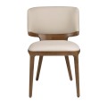 Luxusná kožená jedálenská stolička Vita Naturale s poťahom v krémovej béžovej farbe s orechovou hnedou konštrukciou 53 cm