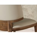 Luxusná kožená jedálenská stolička Vita Naturale s poťahom v krémovej béžovej farbe s orechovou hnedou konštrukciou 53 cm