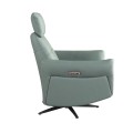 Luxusné kožené otočné kreslo Vita Naturale s tyrkysovo modrým poťahom s polohovateľnou opierkou a podnožkou 110 cm