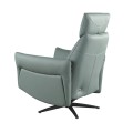 Luxusné kožené otočné kreslo Vita Naturale s tyrkysovo modrým poťahom s polohovateľnou opierkou a podnožkou 110 cm
