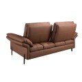 Luxusná kožená dvojsedačka Vita Naturale s hnedým poťahom s lineárnym prešívaním a tmavými chrómovými nohami 195 cm