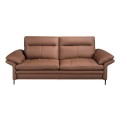 Luxusná moderná trojmiestna sedačka Vita Naturale s hnedým poťahom z pravej kože a polohovateľnou chrbtovou opierkou 208 cm