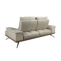 Luxusná moderná dvojsedačka Vita Naturale s poťahom z pravej kože v sivom odtieni taupe s chrómovými nožičkami 200 cm