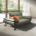 Luxusná kožená dvojmiestna sedačka Vita Naturale v olivovej zelenej farbe s polohovateľnou chrbtovou opierkou 205 cm