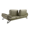 Luxusná moderná trojmiestna sedačka Vita Naturale s olivovo zeleným poťahom z pravej kože a polohovateľnou opierkou 225 cm
