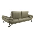 Luxusná moderná trojmiestna sedačka Vita Naturale s olivovo zeleným poťahom z pravej kože a polohovateľnou opierkou 225 cm