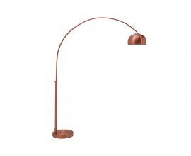 Dizajnová moderná medená stojaca polohovateľná lampa Big Bow z kovu s okrúhlym tienidlom s perforáciou so zaoblenou nohou 210 cm