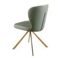Luxusná glamour otočná jedálenská stolička Forma Moderna s pastelovým zeleným koženým poťahom a ružovozlatými nohami 83 cm