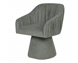 Moderná zelená dizajnová jedálenská stolička Opera s čalúnením a riasením s kužeľovou podstavou 84 cm