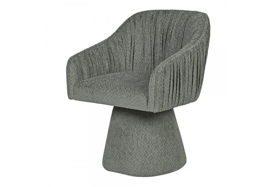 Moderná zelená dizajnová jedálenská stolička Opera s čalúnením a riasením s kužeľovou podstavou 84 cm