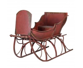 Luxusná vintage kovová dekorácia saní Snowfall v červenej farbe s hrdzavou patinou 133 cm