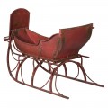 Luxusná vintage kovová dekorácia saní Snowfall v červenej farbe s hrdzavou patinou 133 cm