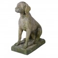Vintage zelená záhradná socha psa Guardian s machovým dizajnom s obdĺžnikovou podstavou 73 cm
