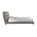 Luxusná moderná manželská posteľ Charmoin s čalúneným prešívaným čelom a norkovo béžovým koženým poťahom 176 cm