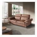 Luxusná moderná zostava nábytku do obývačky Vita Naturale 3-2-1 v naturálnych hnedých tónoch kože a orechového dreva