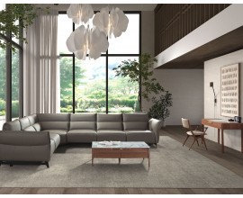 Luxusná moderná zostava nábytku do obývačky Vita Naturale s pracovným kútikom v zemitých odtieňoch hnedej a sivej