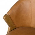 Luxusná dizajnová jedálenská stolička Club s atypickými skosenými opierkami s poťahom z hnedej pravej kože a konštrukciou 80 cm