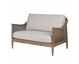 Luxusná retro dvojmiestna sedačka Armonia z jaseňového dreva s viedenským výpletom a sivým čalúnením 120 cm