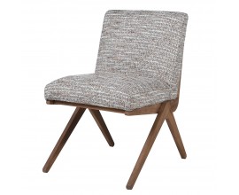 Dizajnová retro jedálenská stolička Axis so sivým vzorovaným poťahom a drevenou hnedou konštrukciou 82 cm