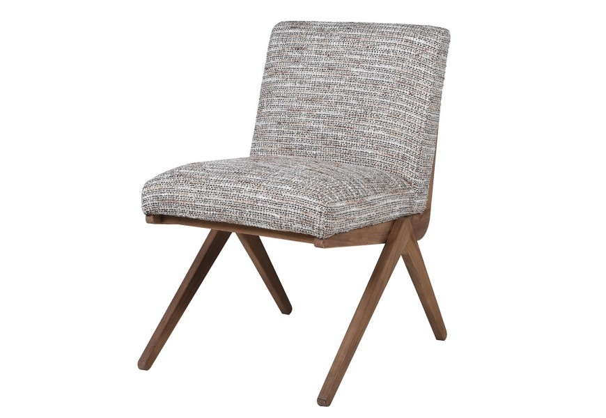 Dizajnová retro jedálenská stolička Axis so sivým vzorovaným poťahom a drevenou hnedou konštrukciou 82 cm