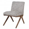 Dizajnová retro jedálenská stolička Axis so sivým vzorovaným poťahom a drevenou hnedou konštrukciou 82 cm