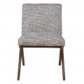 Dizajnová retro jedálenská stolička Axis so sivým vzorovaným poťahom a drevenou hnedou konštrukciou 82 cm