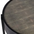 Art deco konferenčný stolík Mirage s čiernou konštrukciou a povrchom zo shagreen kože pod sklom 84 cm