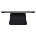 Luxusný art deco oválny jedálenský stôl Nero z dubového čierneho dreva s reliéfnou podstavou 210 cm