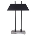 Industriálna stolná lampa Brent s mramorovou sivou podstavou a čiernym ľanovým obdĺžnikovým tienidlom 64 cm 