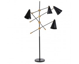 Luxusná art deco čierna stojaca lampa Twin so štyrmi tienidlami a mramorovou podstavou 174 cm 