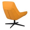 Moderné žlté kožené otočné kreslo Averro s vysokým operadlom a čiernou kovovou podstavou 85 cm