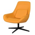 Dizajnové otočné kreslo Averro v žltej farbe s eko koženým poťahom s otočnou funkciou a vysokým operadlom so štvrocovým vankúšom a kovovou čiernou podstavou
