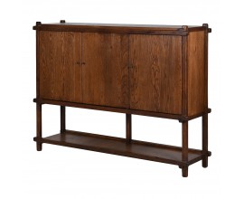 Luxusný retro trojdverový príborník Malvina z recyklovaného dubového dreva v teplej hnedej farbe s policou 160 cm