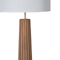 Luxusná art deco stojaca lampa Ranty z masívneho hnedého topoľového dreva s bielym ľanovým tienidlom 159 cm