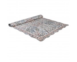 Dizajnový vintage koberec Florence s krémovým podkladom a florálnym motívom s vlnkovanými okrajmi