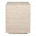 Moderný mramorový príručný stolík Cube Travertino v krémovom odtieni v obdĺžnikovom tvare 50 cm