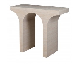 Moderný mramorový konzolový stolík Arcus Travertino v krémovom odtieni s oblúkovými nohami a travertínovým povrchom