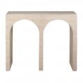 Moderný obdĺžnikový konzolový stolík Cube Travertino s dvojitým oblúkom v béžovo krémovej farbe 98 cm