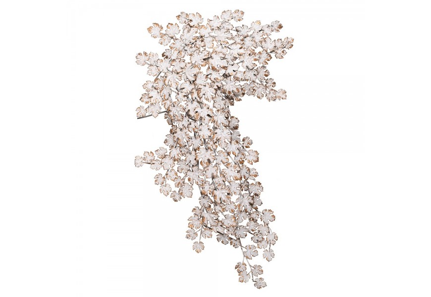 Glamour nástenná kovová lampa Vine Leaf v bielej farbe so ylatou patinou v podobe popínavej rastliny