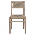 Dizajnová etno jedálenská stolička Nara z brestového dreva s výpletom z morskej trávy v hnedej farbe 86 cm 
